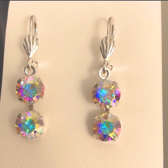 Aurora Borealis Crystal Drop Earrings - Picture 3 of 11